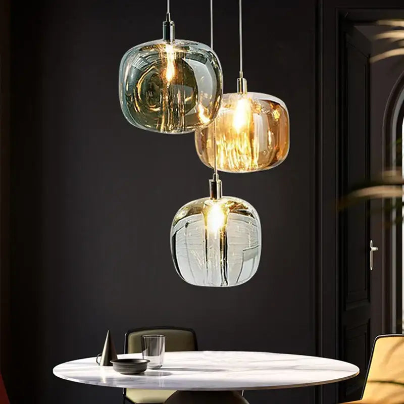 Modern amber and gold crystal led chandelier staircase pendant light