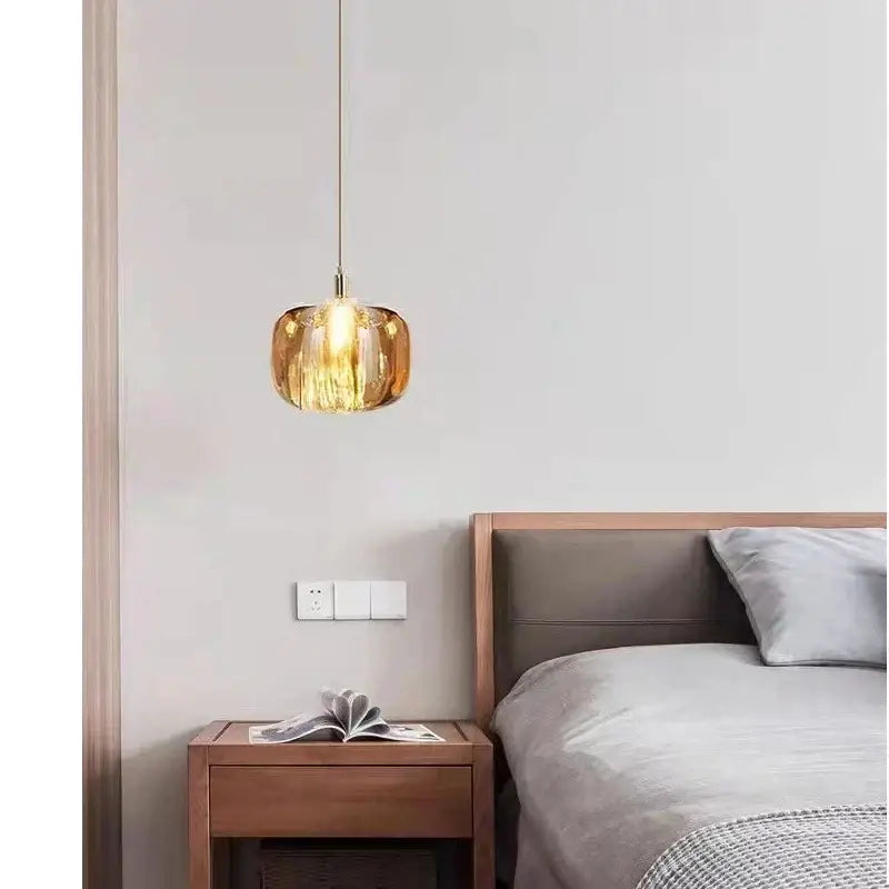 Modern amber and gold crystal led chandelier staircase pendant light