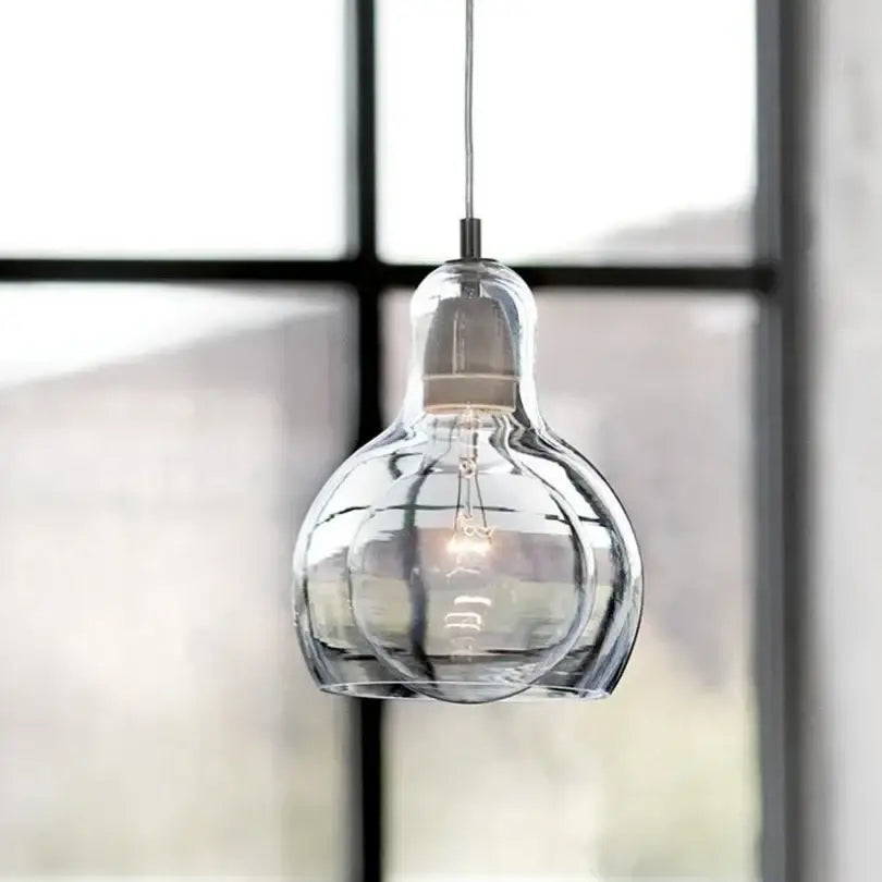 Modern amber and gray glass pendant lights for dining room