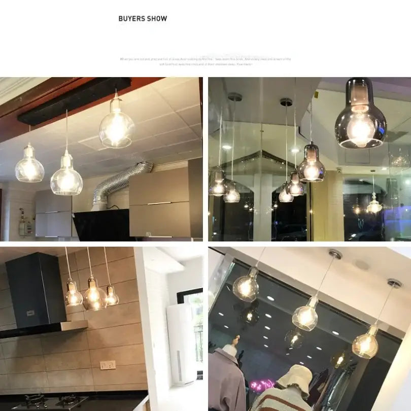 Modern amber and gray glass pendant lights for dining room