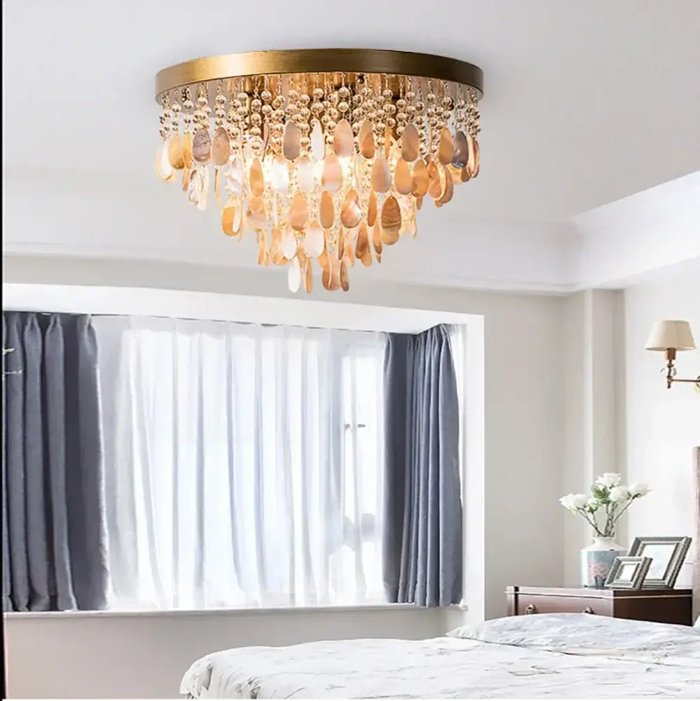 Modern amber & clear crystal led ceiling lamps for living room