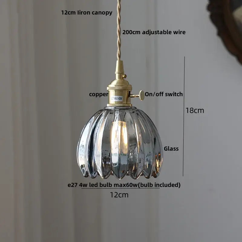 Modern amber copper glass led pendant light kitchen hanging fixture