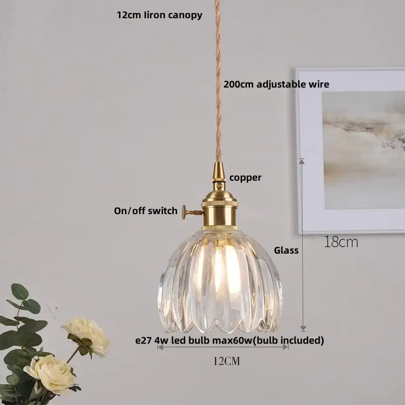 Modern amber copper glass led pendant light kitchen hanging fixture
