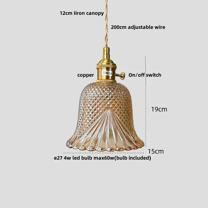 Modern amber copper glass led pendant light kitchen hanging fixture