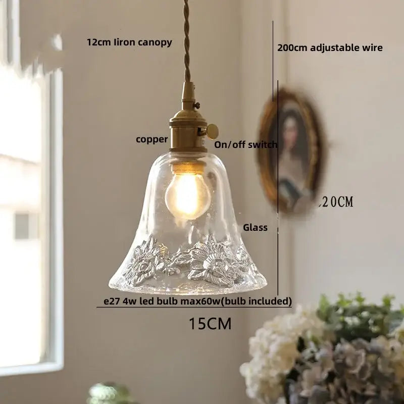 Modern amber copper glass led pendant light kitchen hanging fixture