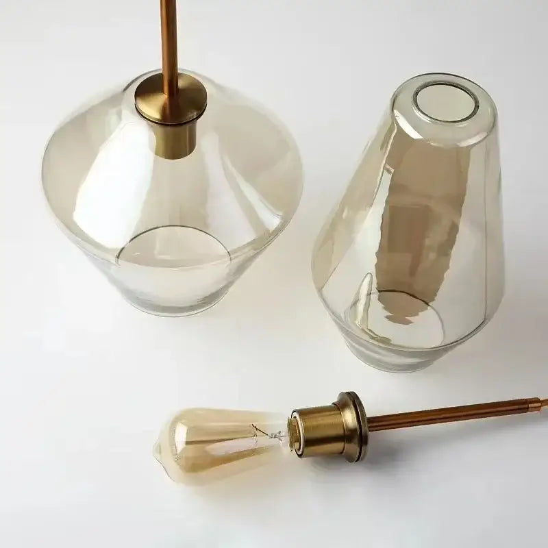 Modern amber glass chandelier amber and brass pendant light dining room