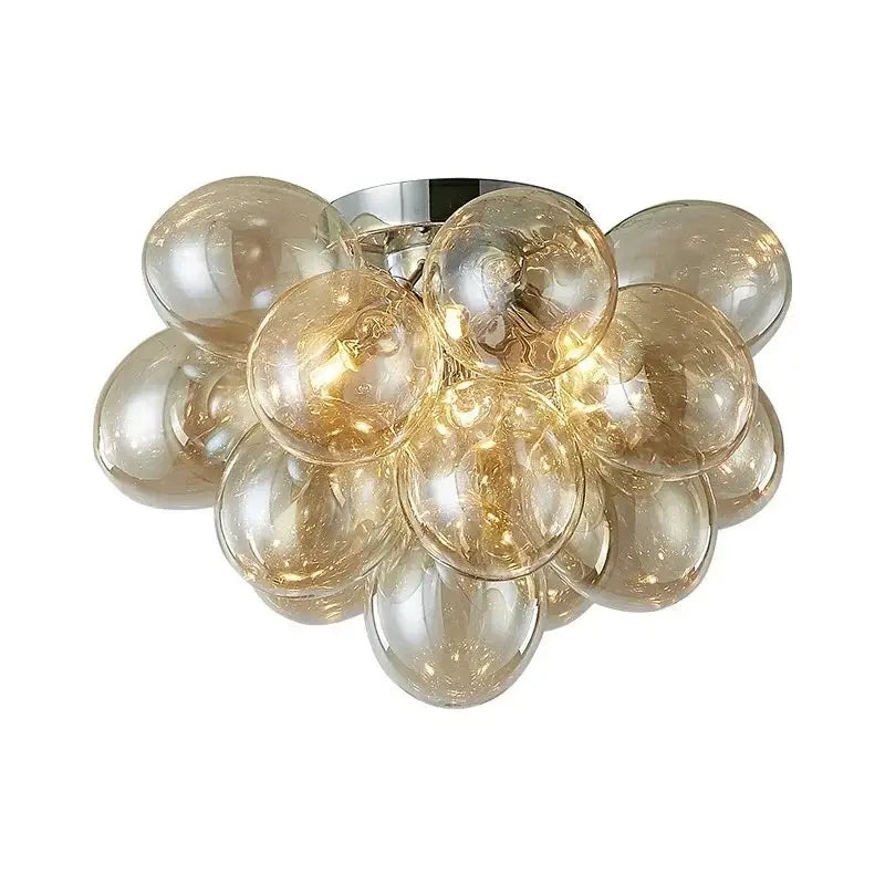 Modern amber glass chandelier led cluster – bedroom ceiling lamp