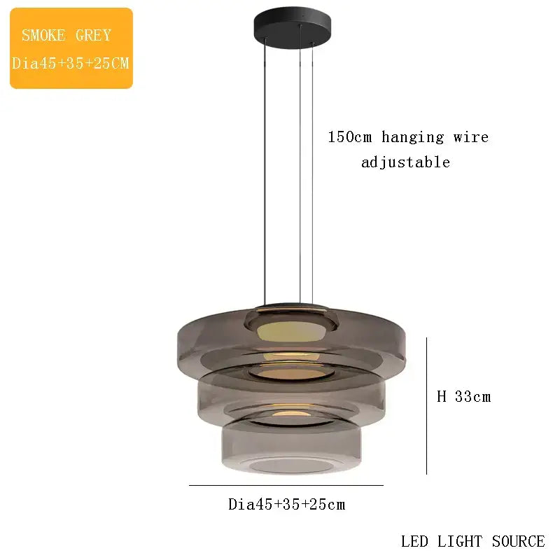 Modern amber glass led pendant lights dining room chandelier
