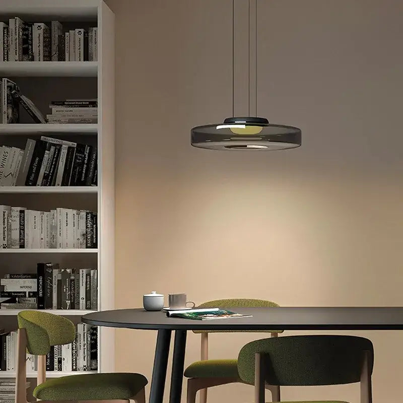 Modern amber glass plate ceiling pendant light dining room