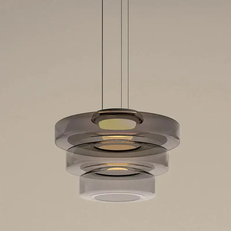 Modern amber glass plate ceiling pendant light dining room