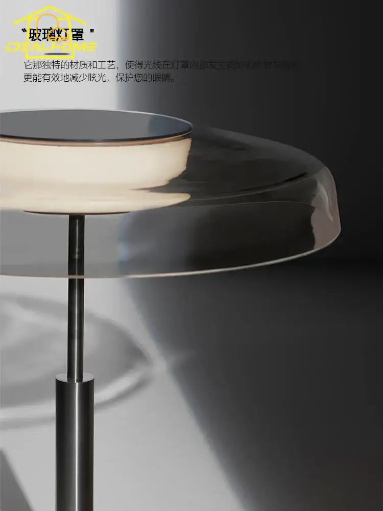 Modern amber glass table lamp red & gray bedroom light