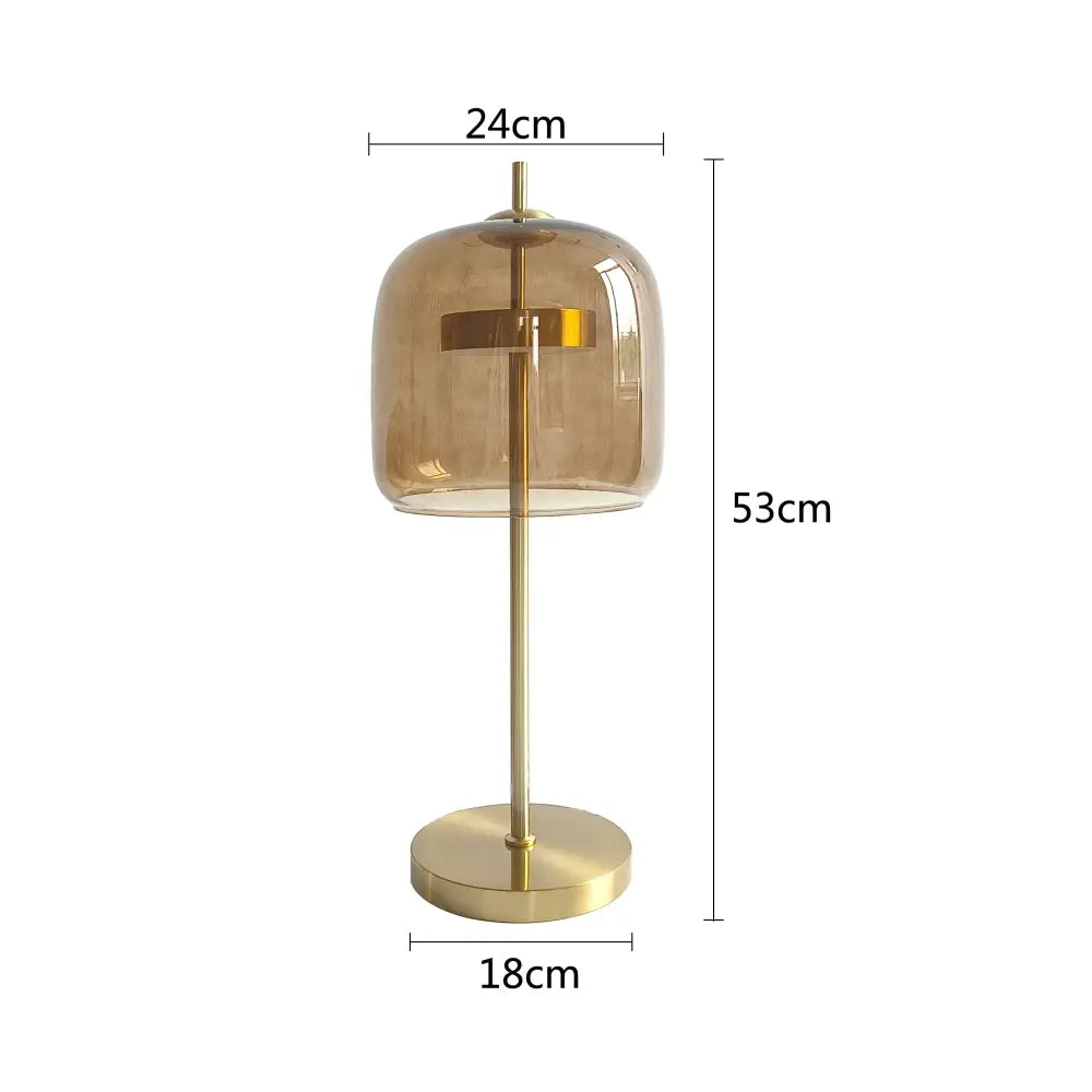 Modern amber & gray glass table lamp bedroom led gold light
