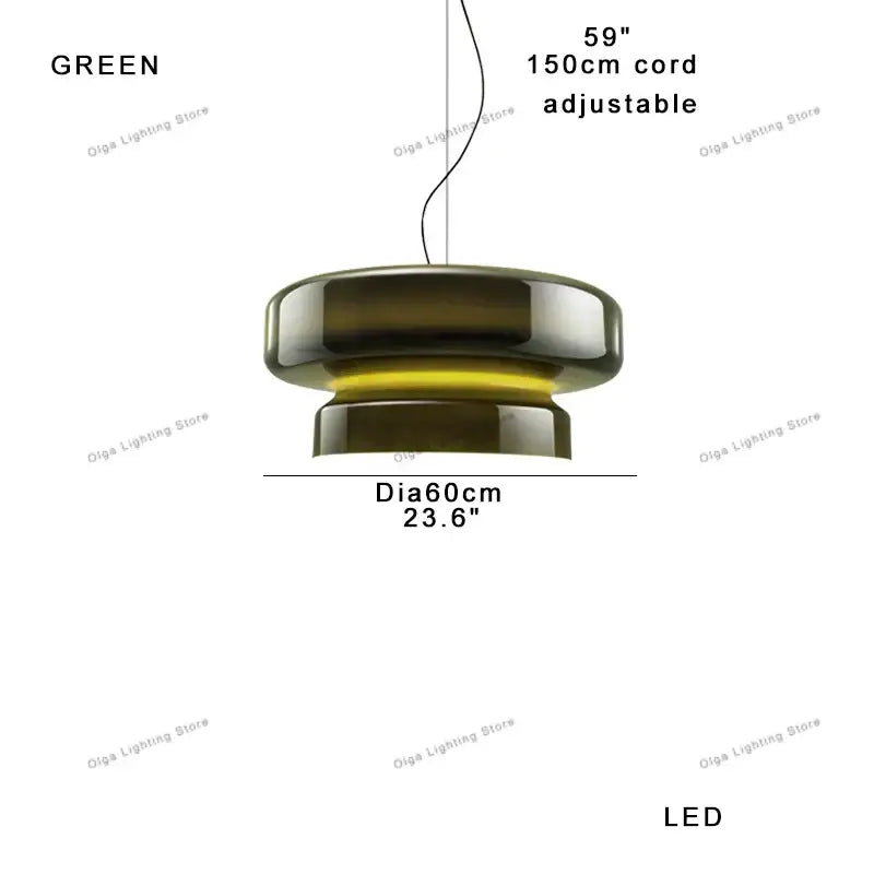 Modern amber green glass pendant light dining room tiered decor