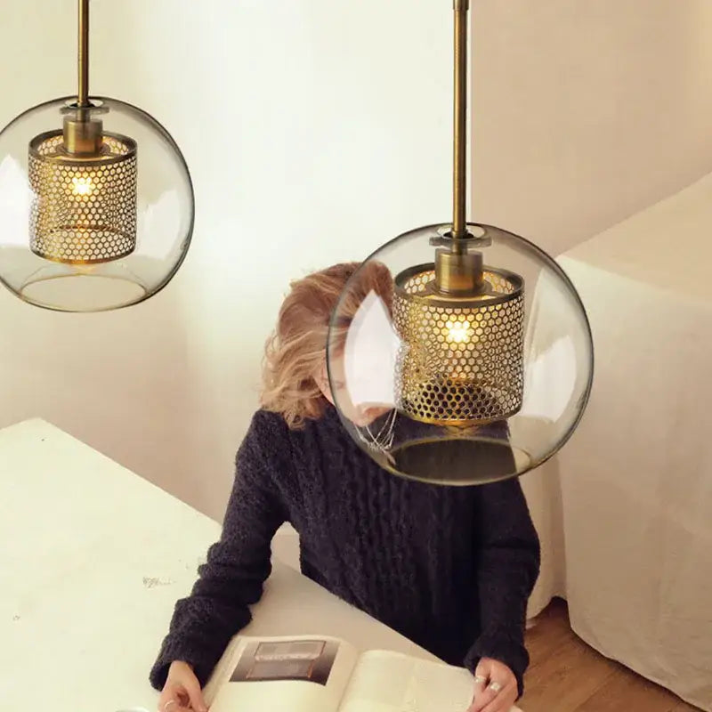 Modern amber honeycomb decorbites glass ball pendant light kitchen
