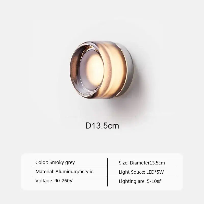 Modern amber jelly led wall sconce bedroom glass lamp