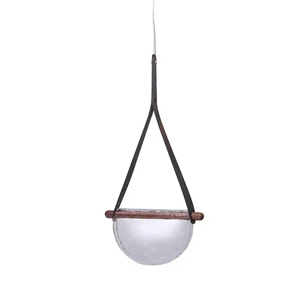 Modern amber & matte gray handmade glass pendant lamp bedroom light