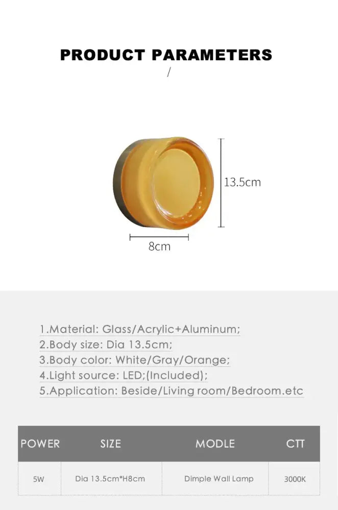 Modern amber & white glass sconce led wall lamp for living room