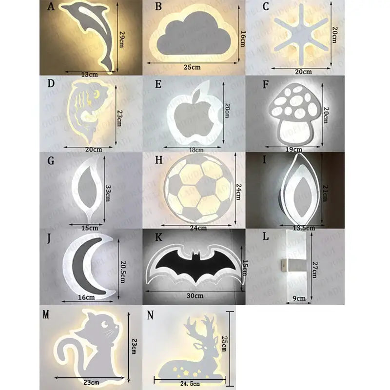 Modern animal acrylic kids led wall light bedroom decor