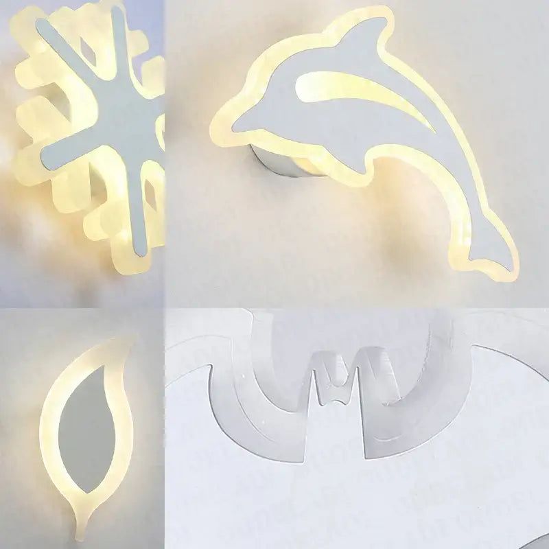 Modern animal acrylic kids led wall light bedroom decor