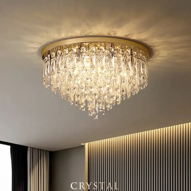 Modern art deco gold crystal steel led ceiling chandelier dining room