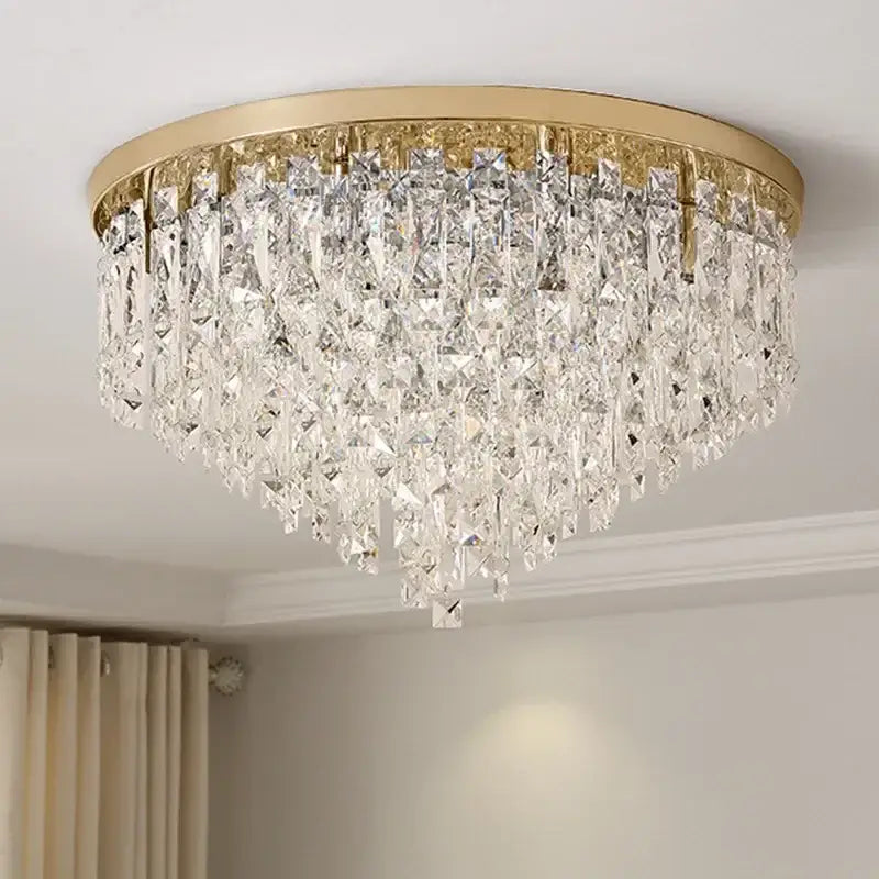 Modern art deco gold crystal steel led ceiling chandelier dining room