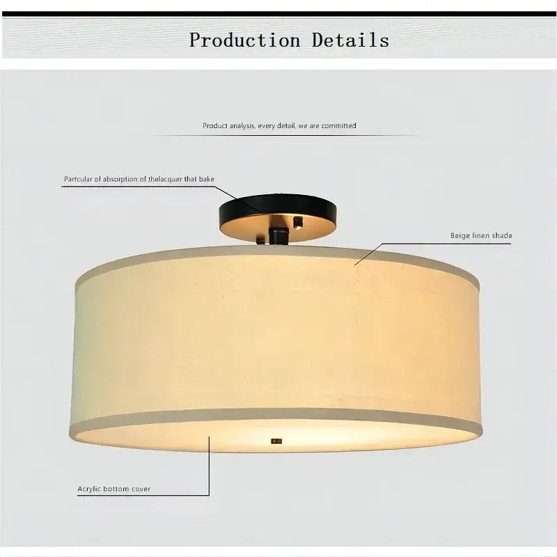 Modern beige decorbites country fabric led ceiling light dining room