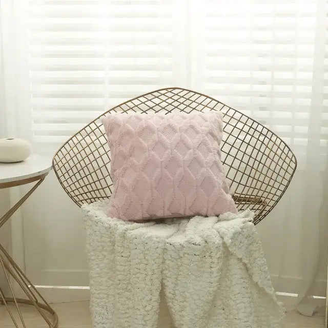 Modern beige diamond solid embroidery cushion cover living room