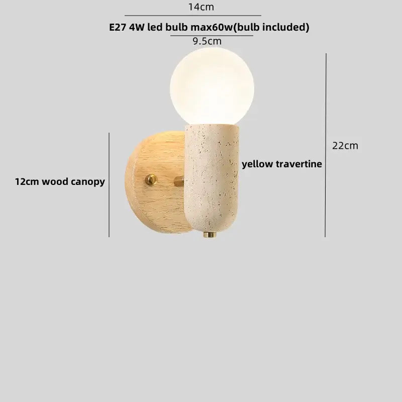 Modern beige stone and bronze wall light fixture bedroom sconce