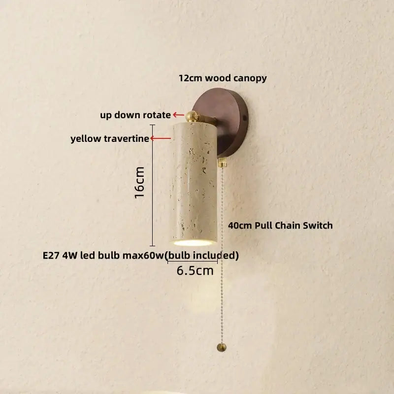Modern beige stone and bronze wall light fixture bedroom sconce