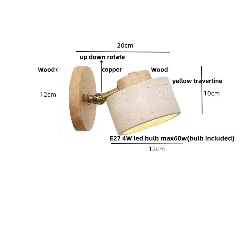 Modern beige stone and bronze wall light fixture bedroom sconce