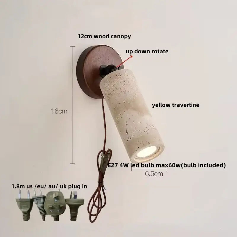 Modern beige stone and bronze wall light fixture bedroom sconce