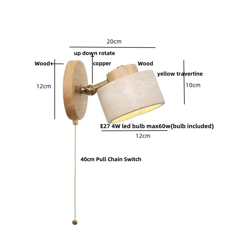 Modern beige stone and bronze wall light fixture bedroom sconce
