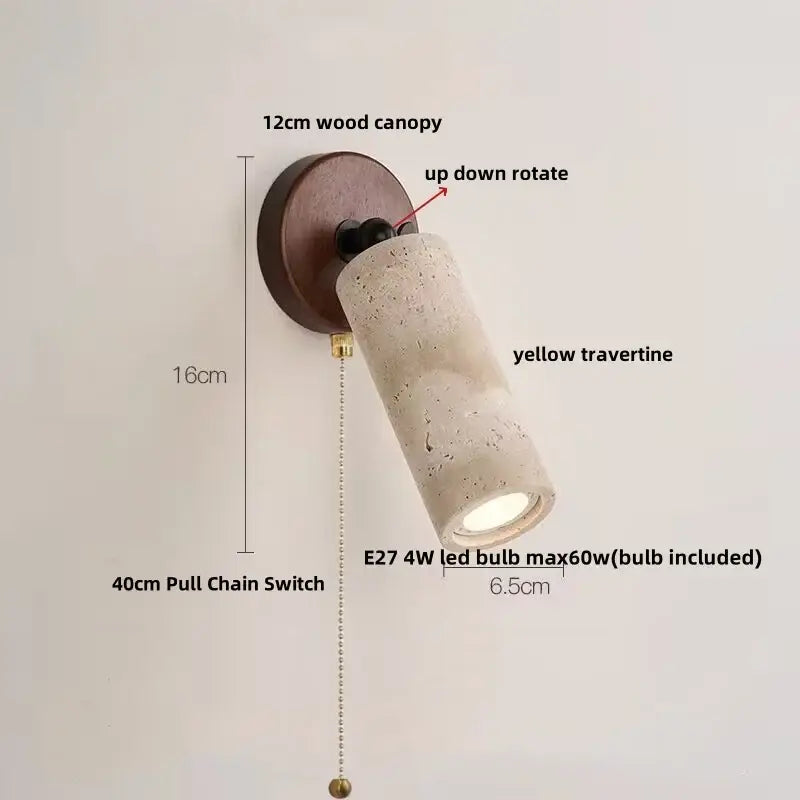 Modern beige stone and bronze wall light fixture bedroom sconce