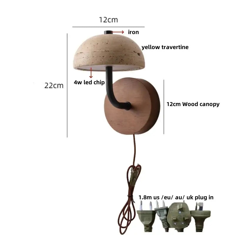 Modern beige stone and bronze wall light fixture bedroom sconce