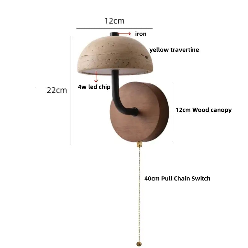 Modern beige stone and bronze wall light fixture bedroom sconce