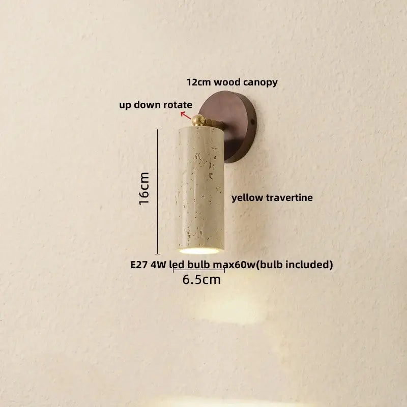 Modern beige stone and bronze wall light fixture bedroom sconce
