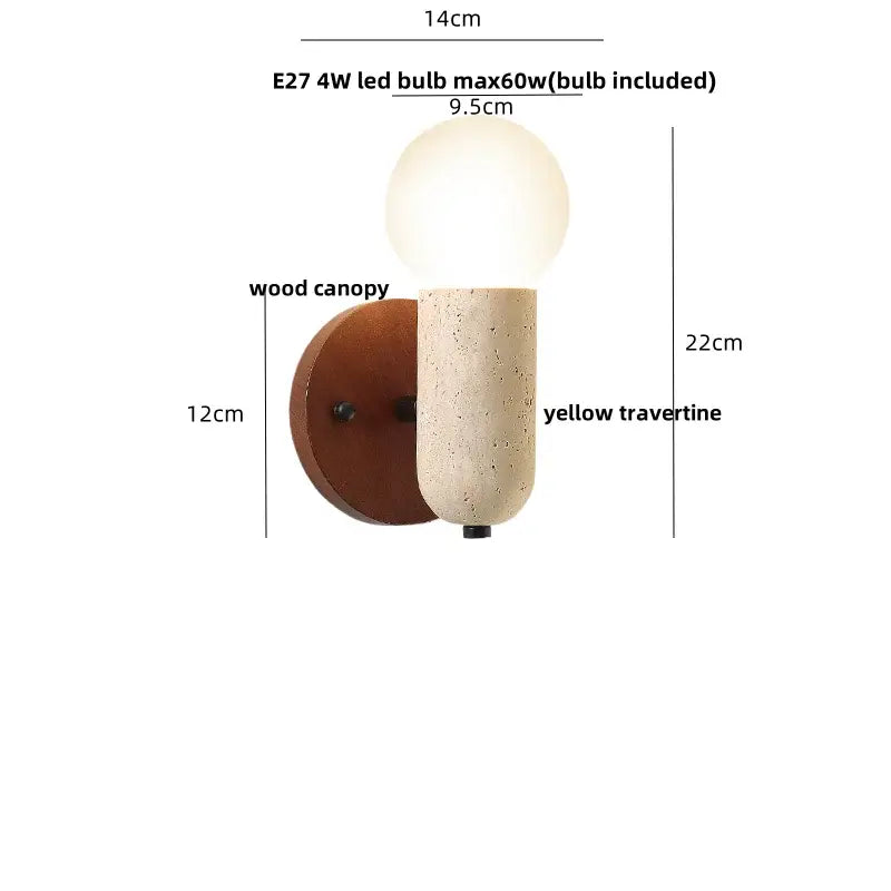 Modern beige stone and bronze wall light fixture bedroom sconce