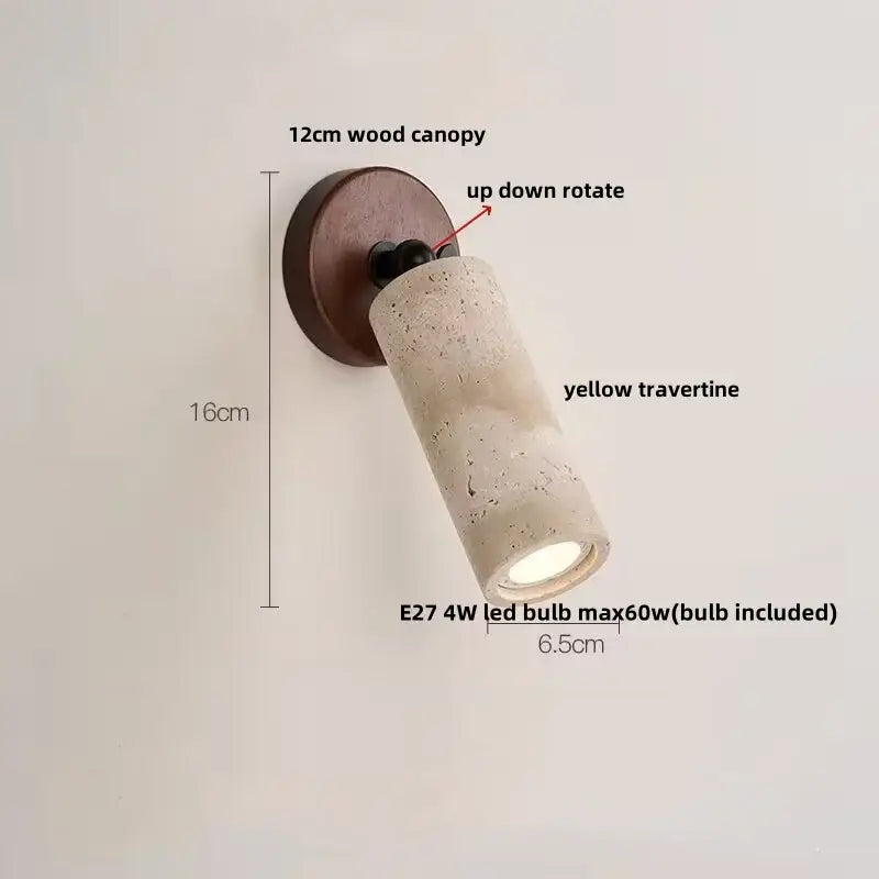 Modern beige travertine copper led wall lamp bedroom light
