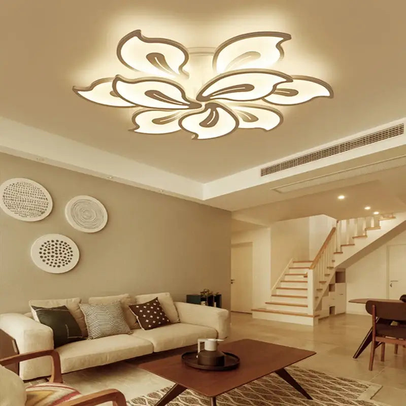 Modern beige & white flower led ceiling light for living room