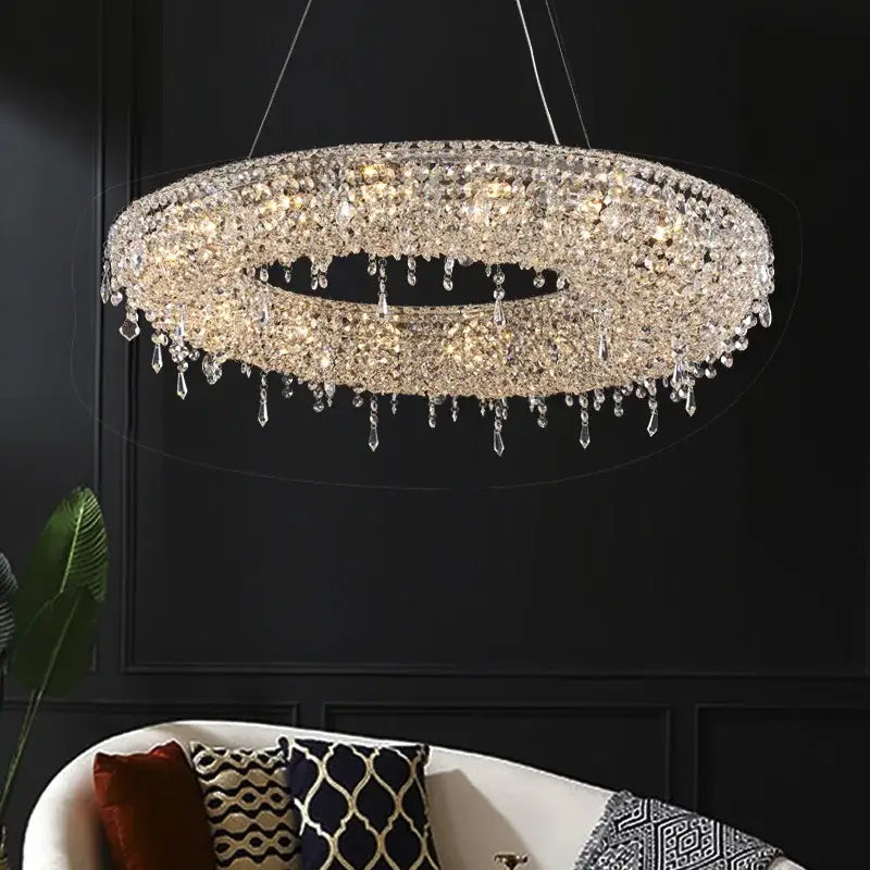 Modern bird nest crystal pendant chandelier living room light