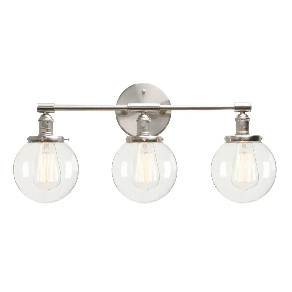 Modern black 3-light glass globe wall sconce bathroom vanity fixture