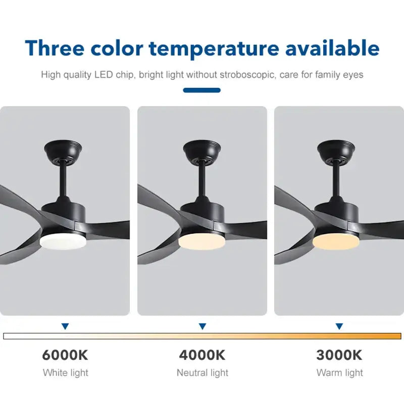 Modern black 52 inch pure copper dc motor ceiling fan living room