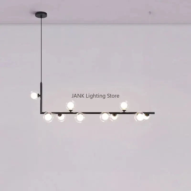 Modern black 7 light glass shade pendant light dining room