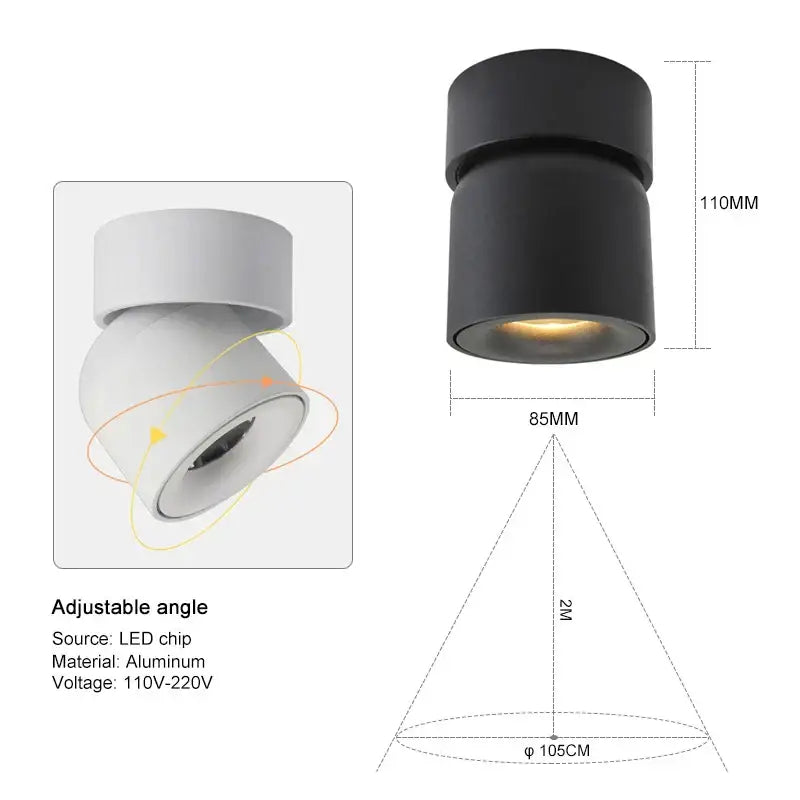 Modern black adjustable led ceiling downlight living room spotlight