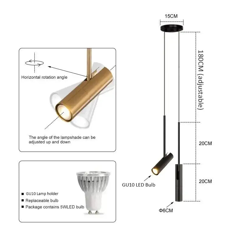 Modern black adjustable led spotlight chandelier for living room