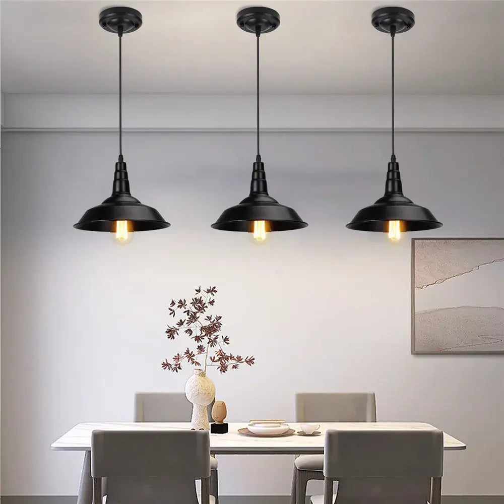 Modern black aluminium pendant light for dining room decor