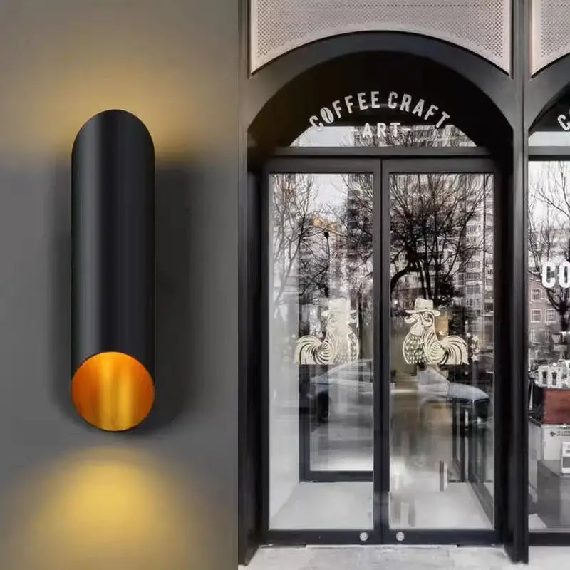 Modern black aluminum tube wall lamp bedroom dual led sconce
