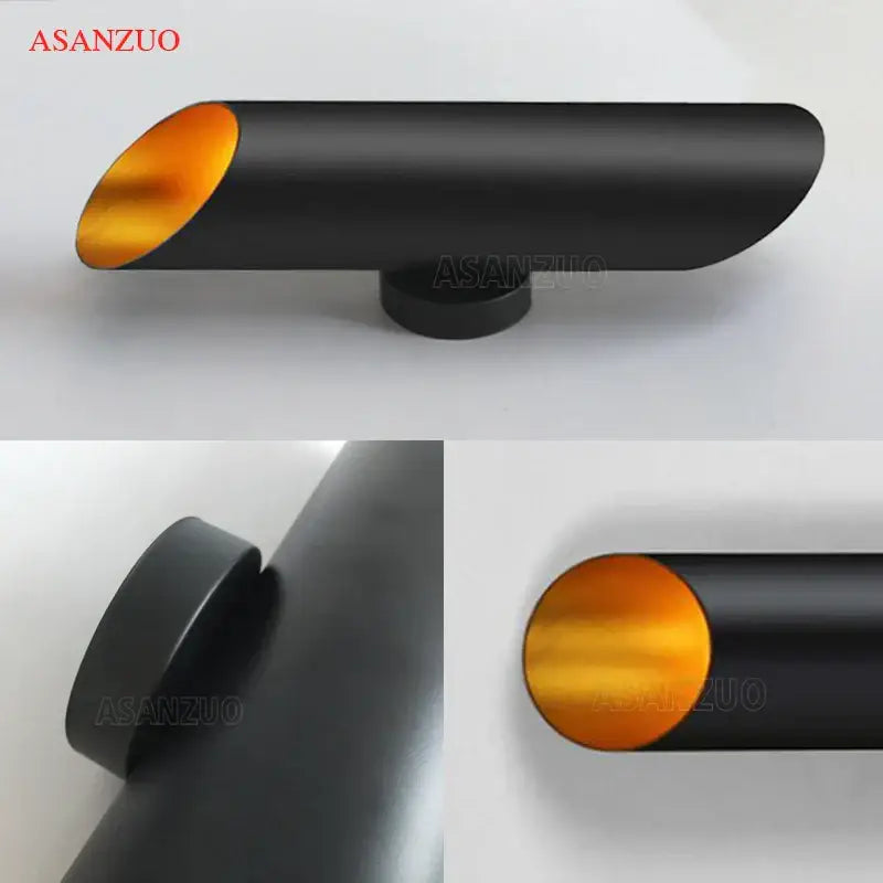 Modern black aluminum tube wall lamp bedroom dual led sconce