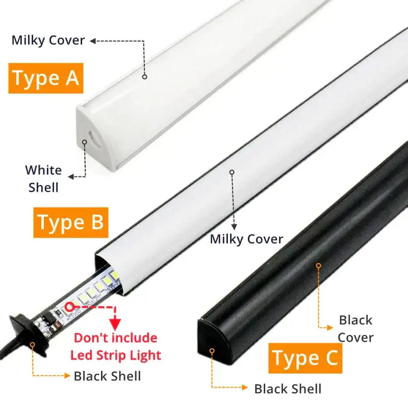 Modern black aluminum v-type led profile kitchen under cabinet light