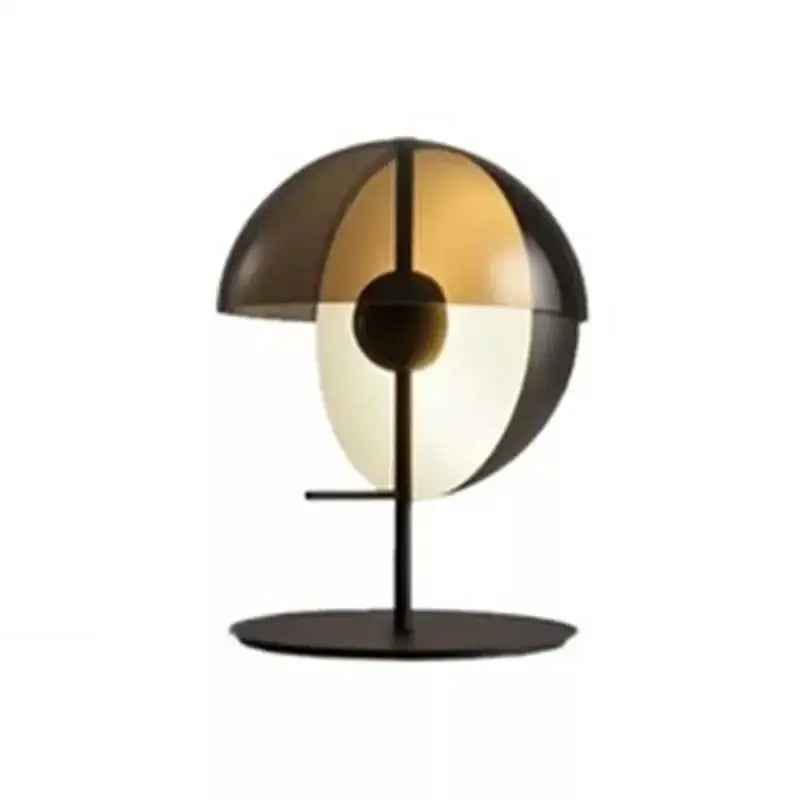Modern black and amber glass table lamp for bedroom